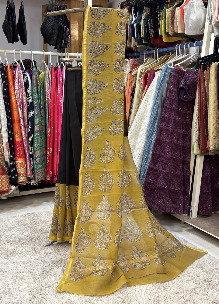 Sun & Ink Chanderi Hand Block Saree