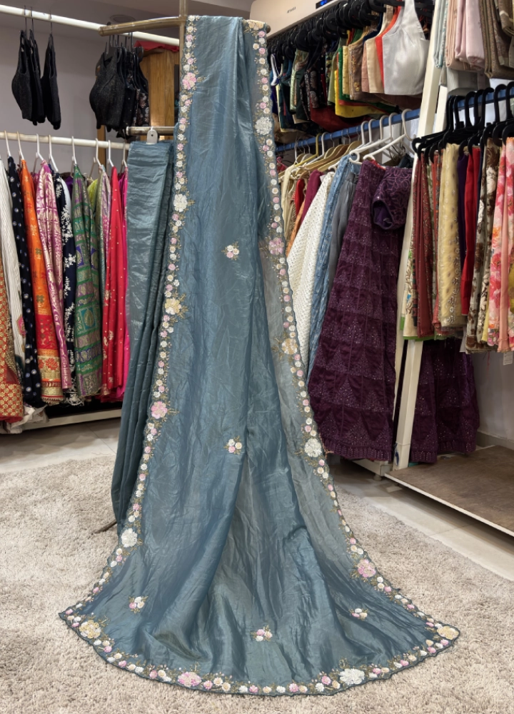 Soft Organza Saree with Multi-Colour Sequin Embroidery