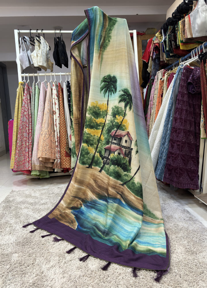 Silk Kala Soft Tussar Saree with Digital Print - Image 2