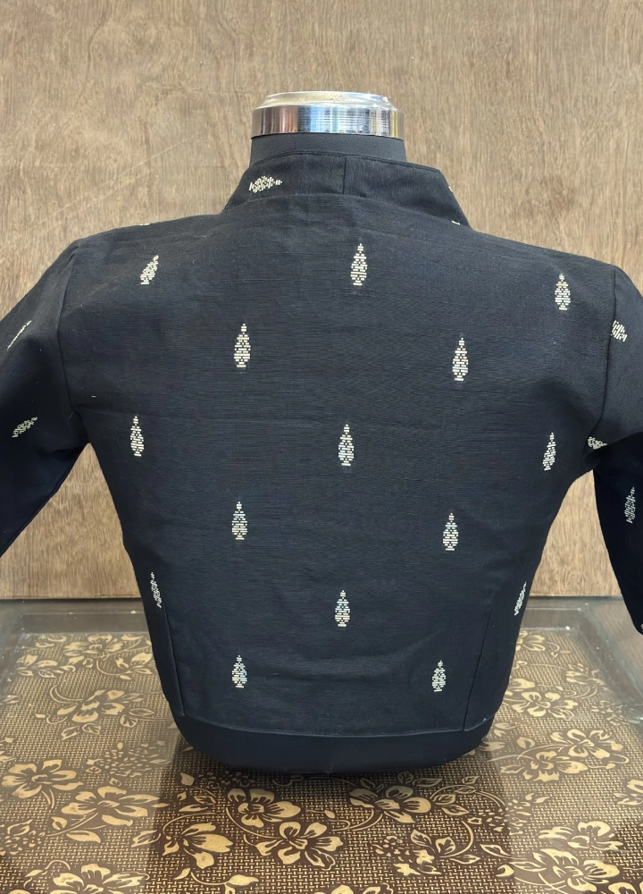 Butta Pure Black Cotton Blouse - Image 3