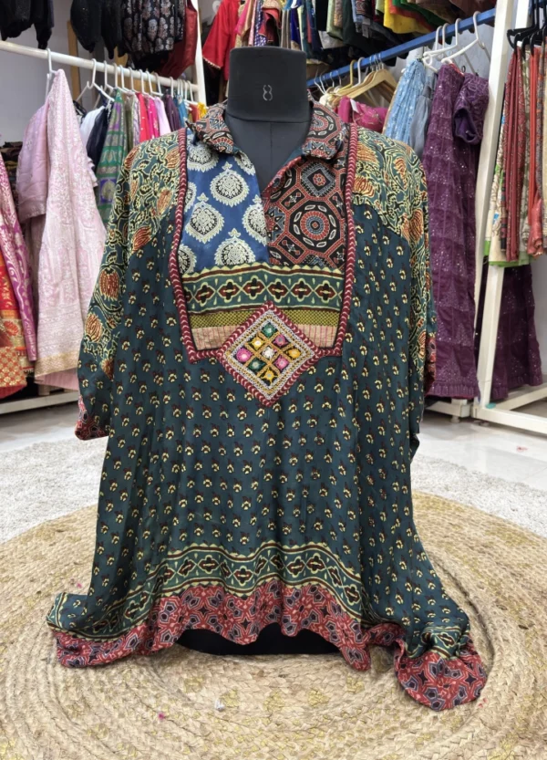 Ajrakh Print Modal Silk Kafthan